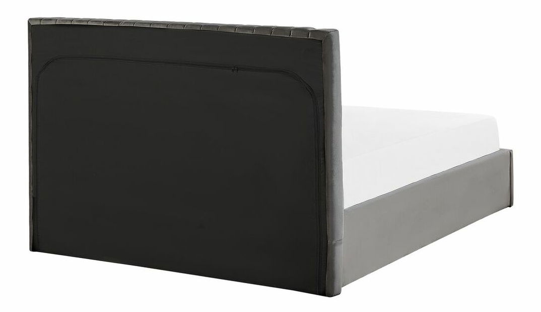 Manželská posteľ 140 cm Vakarine (sivá) (s roštom a úložným priestorom)