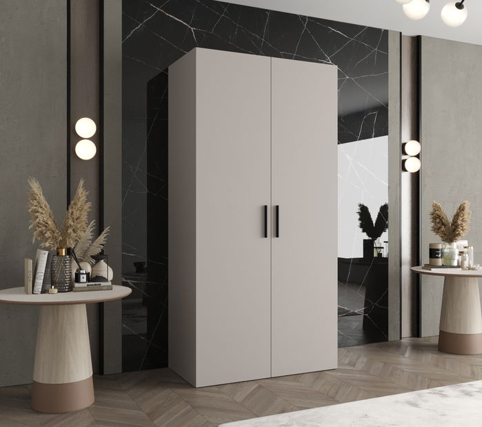 Šatníková skriňa 100 cm Borry 1 (kašmír + čierna)