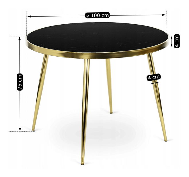 Masă sufragerie Tripulacion (marmură negru + auriu) (pentru 4 persoane)