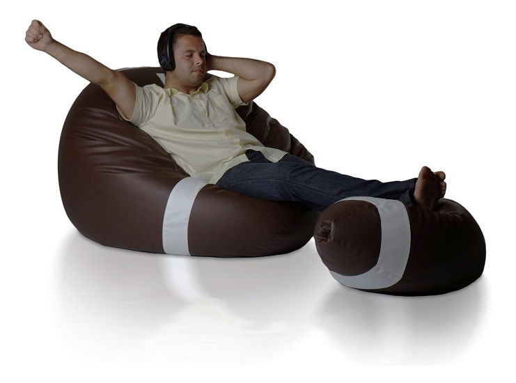 Set fotolii puf Rugby XXXL + L (maro + alb)