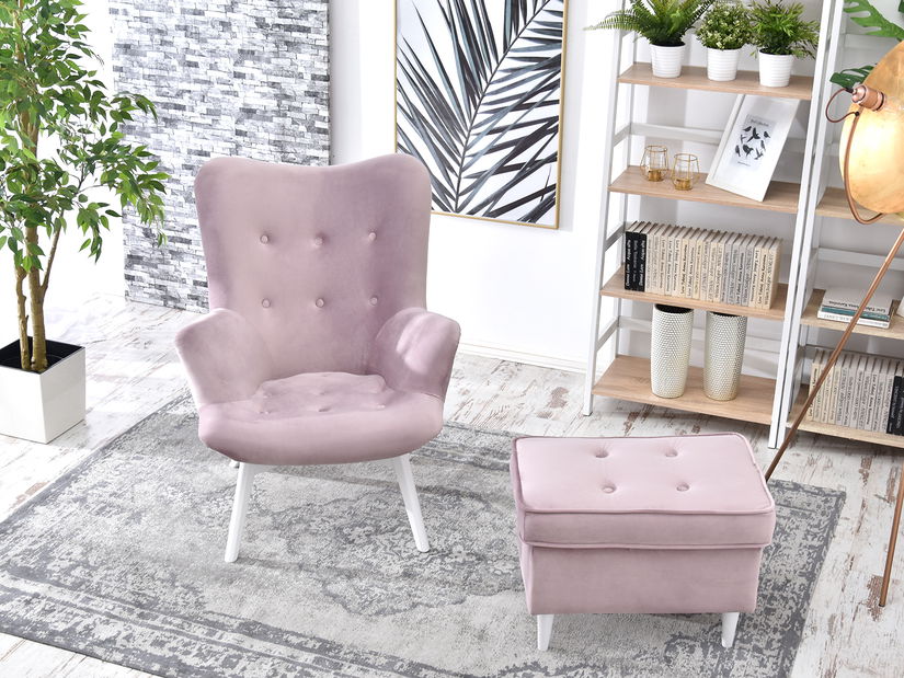 Dizajnové kreslo Florentino (svetlofialová + dub)