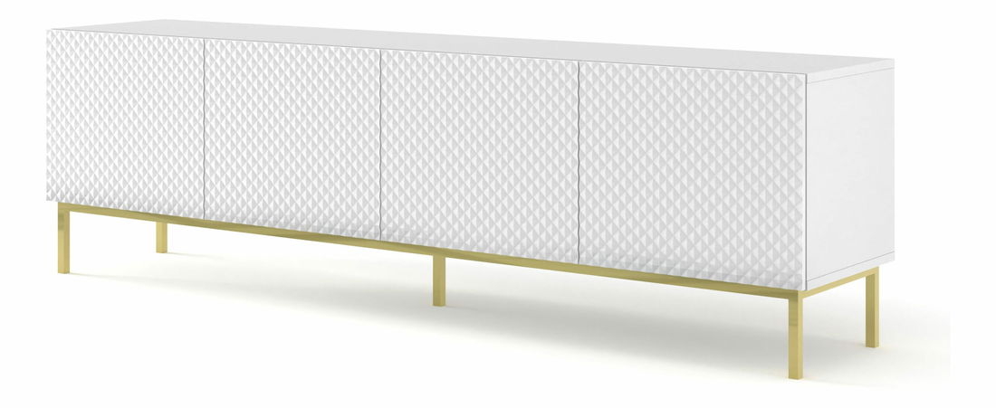 TV stolić/ormarić C 4D 200 Rowanna (bijela sjajna + zlatna)