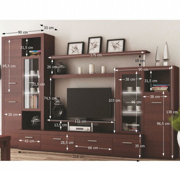 Nappali bútor Atlantis New gesztenye (világítással) *bazár