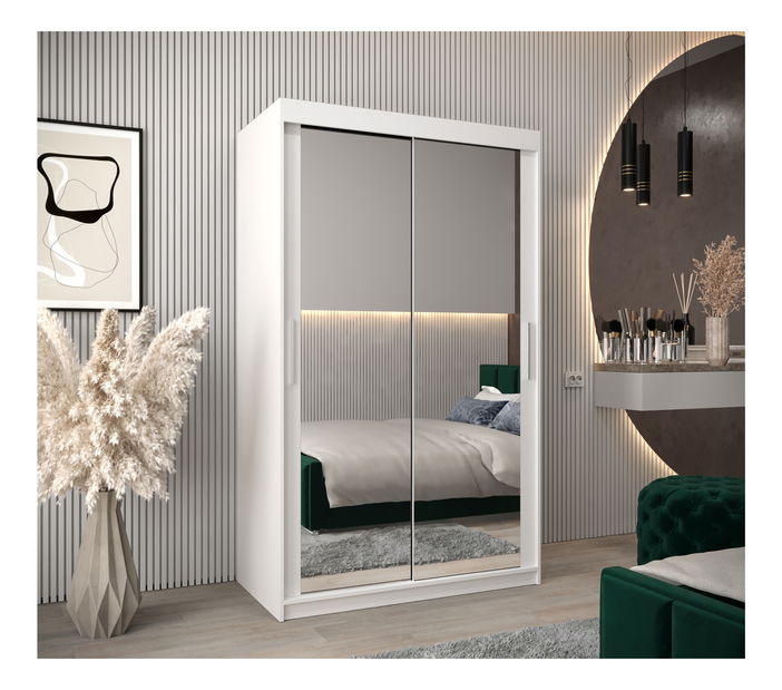 Šatníková skriňa 120 cm Toki 3 (Biela matná + Dub sonoma)