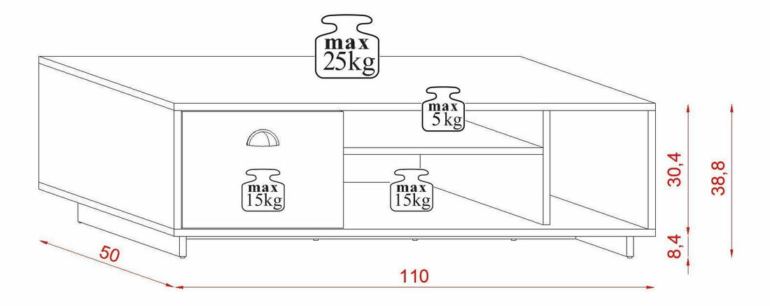Dohányzóasztal Caspono (fehér)