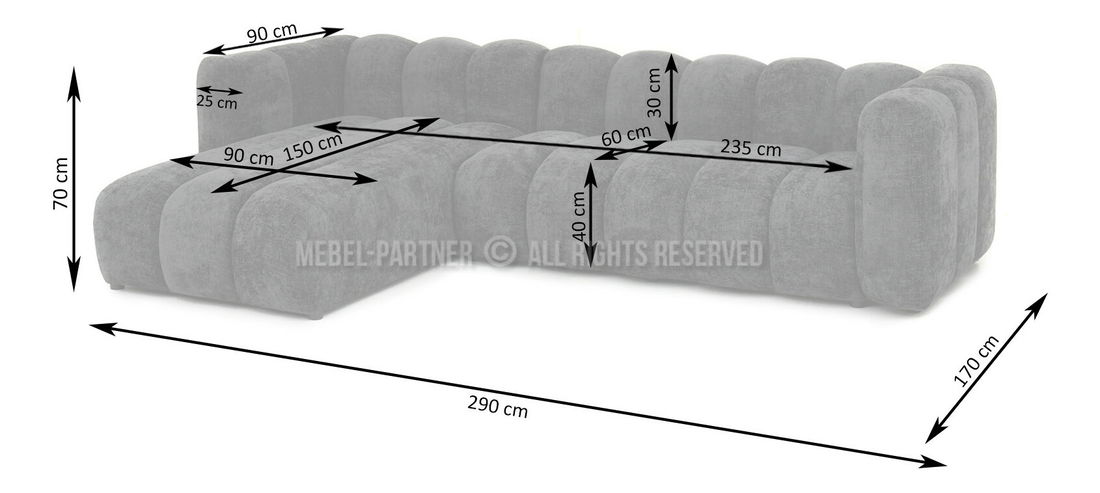 Sarokkanapé Octavos (krém + fekete)