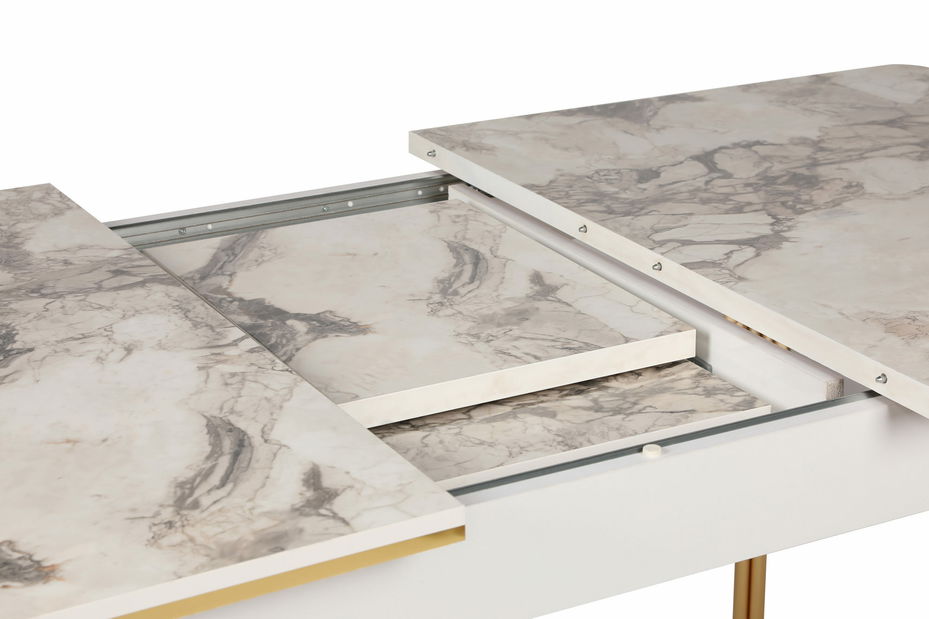 Masă de sufragerie extensibilă (pentru 6 persoane) Diana (auriu + alb) *resigilat