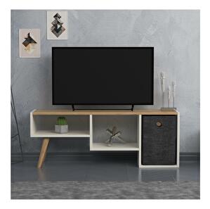TV asztal/szekrény Timami (fehér + tölgy) 