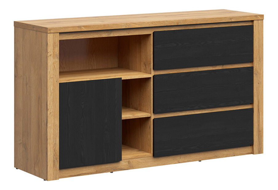 Komoda BRW Walton KOM1D3S (dub veľký + dub čierny)
