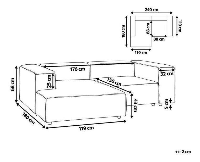 Rohová sedacia súprava Afrika (béžová) (P)