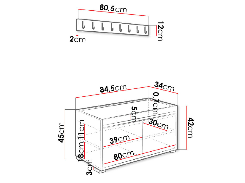 Nábytok do predsiene Kendora 80 (s 12 ks. čalúnených nástenných panelov Pazara 40x30) (manila 09)