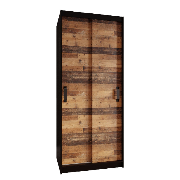Dulap cu uși culisante Rowan -90 (negru mat + Old style închis)