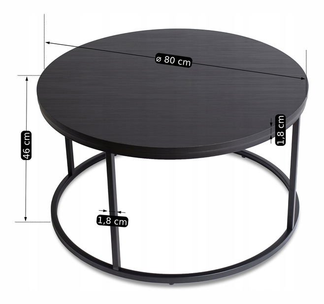 Dohányzóasztal Aparentar Max (fekete) 