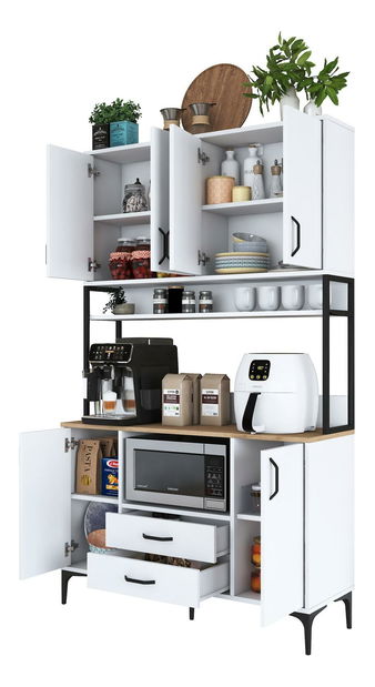 Policová skriňa Jenaretta 169 (biela + orech)