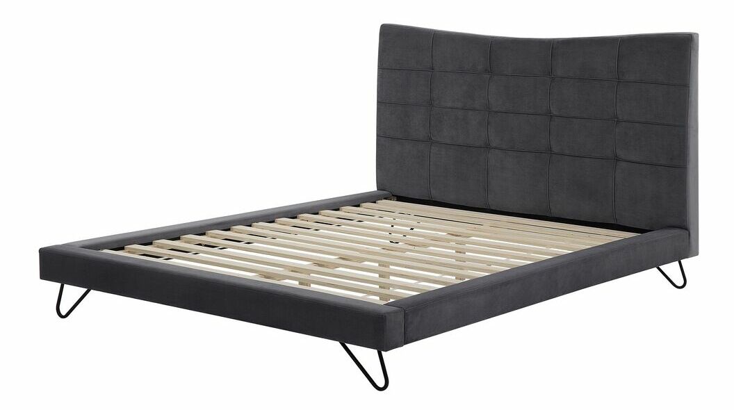 Pat matrimonial 160 cm LANEL (cu somieră) (gri)