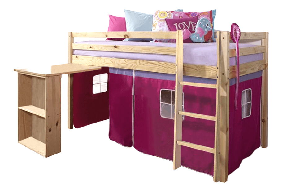 Gyerekágy számítógépasztallal 90 cm Alzaria (rózsaszín)