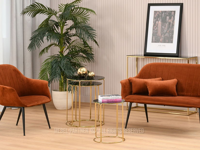 Măsuță de cafea Belianni Zest (marmură negru + auriu)