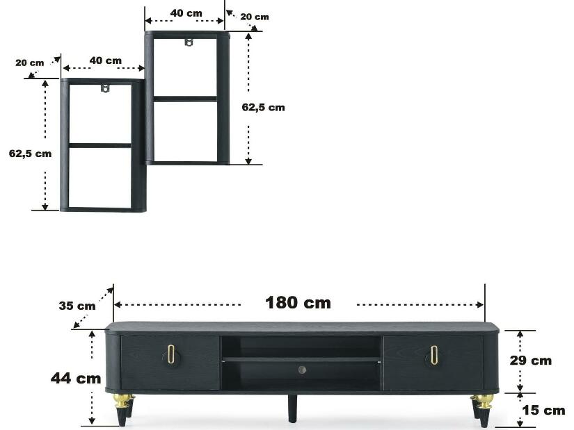 Mobilier living Kisive 2 (negru + auriu) 