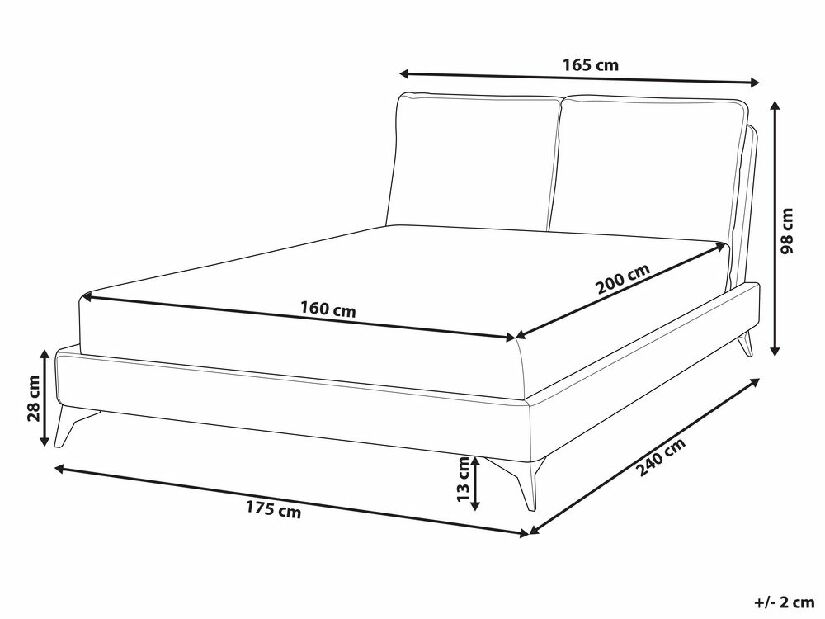 Manželská posteľ 160 cm MELIA (polyester) (tmavosivá) (s roštom)