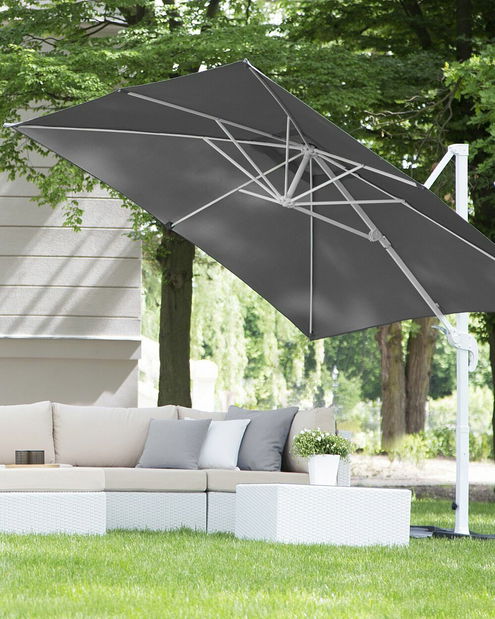 Záhradný slnečník MANIZA (biela + tmavosivá)