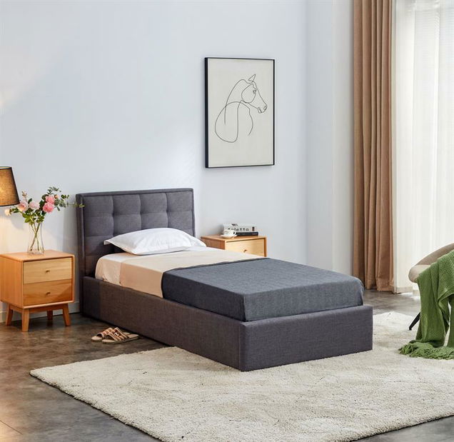 Jednolôžková posteľ 90 cm Padvalion 90 (s úložným priestorom) (sivá)