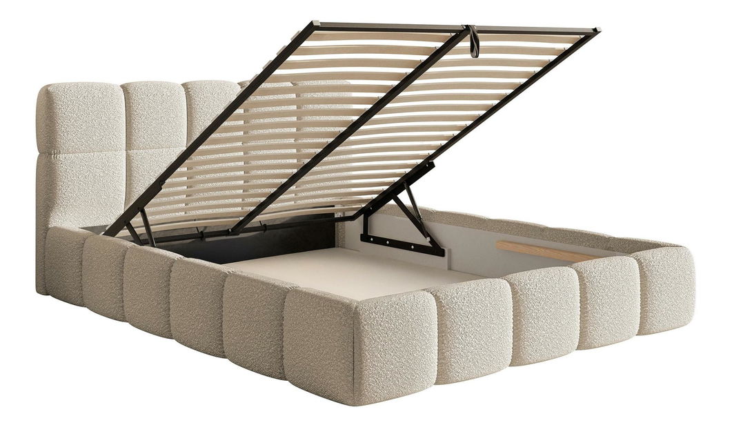 Franciaágy 180 cm Cirsten 180 (ágyráccsal) (tárolóhellyel) (világos bézs)