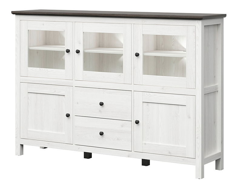 Vitrina Hesen KOM3W2D2S/13/19 (s LED rasvjetom) (svijetli sibiu ariš + bor larico)