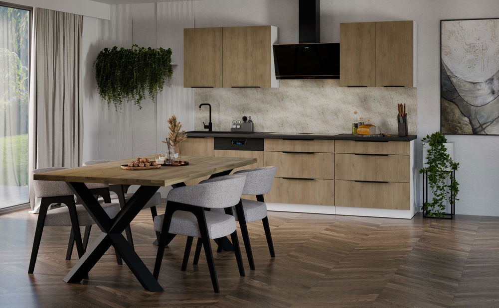 Kuchyňa 270 cm Carminia 3 (dub cremona + biela)