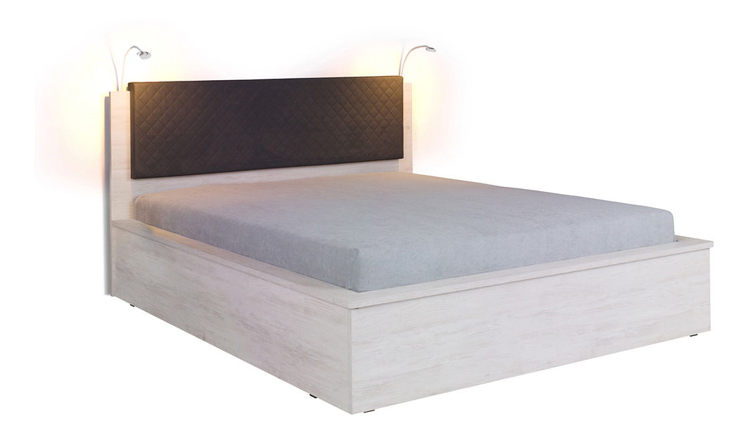 Manželská posteľ 160 cm Desayuno P (dub biely + ekokoža grafit) (s roštom)