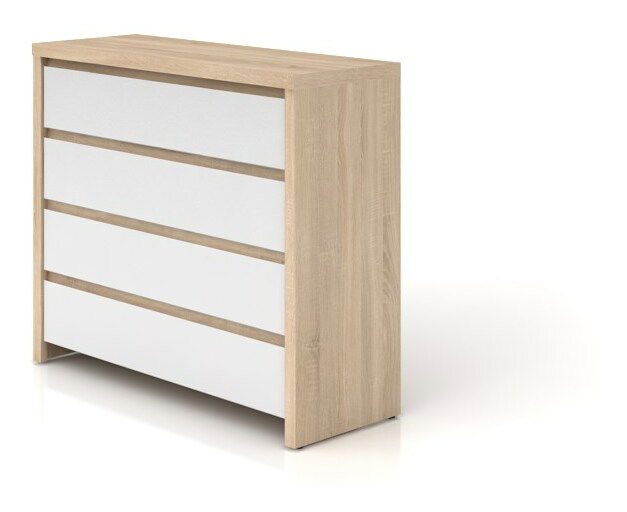 Komoda BRW Kaspian KOM4S (dub sonoma + lesk biely)