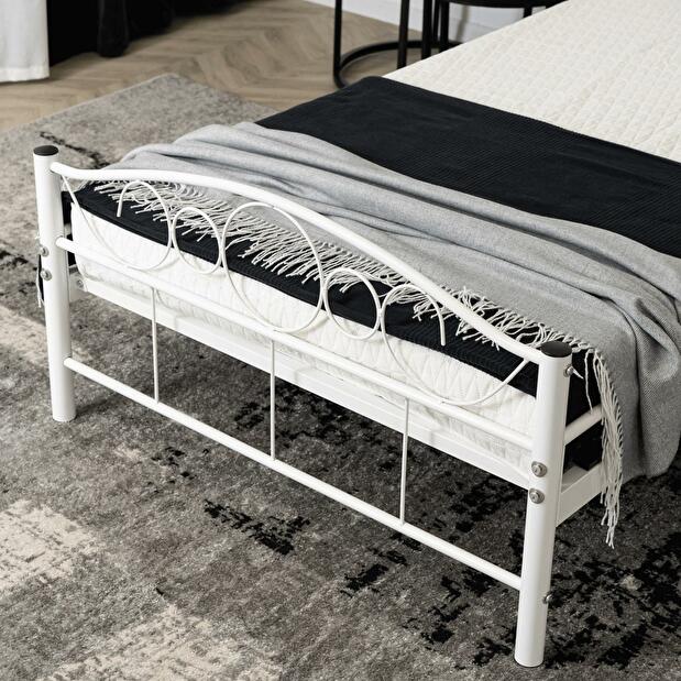 Kovová posteľ 90 cm Granjeros (biela) (s roštom)