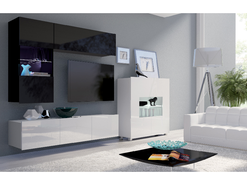 Mobilier living Calabria C3 (Negru + Alb) (fără iluminat)