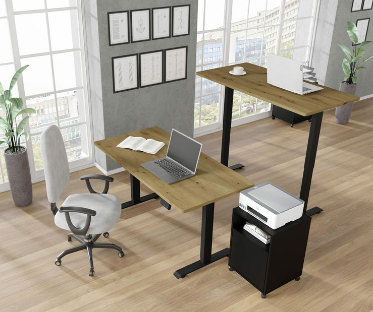 Elektrický PC stolík Motiva 140 (čierna + dub artisan)