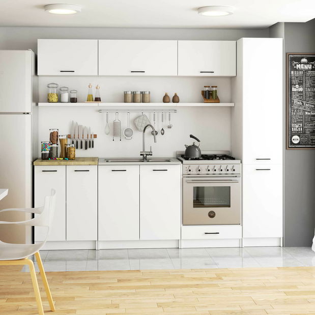 Potravinová kuchynská skrinka Organo S 40/205 (biela + biela)