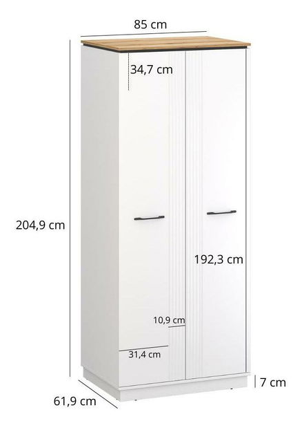 Ruhásszekrény Vejares (fehér + evoke tölgy) 