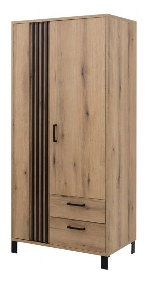 Dulap de haine Neo NE8 (Stejar evoke + Negru mat)