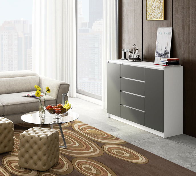 Komód Keanu IV (fehér + szürke)