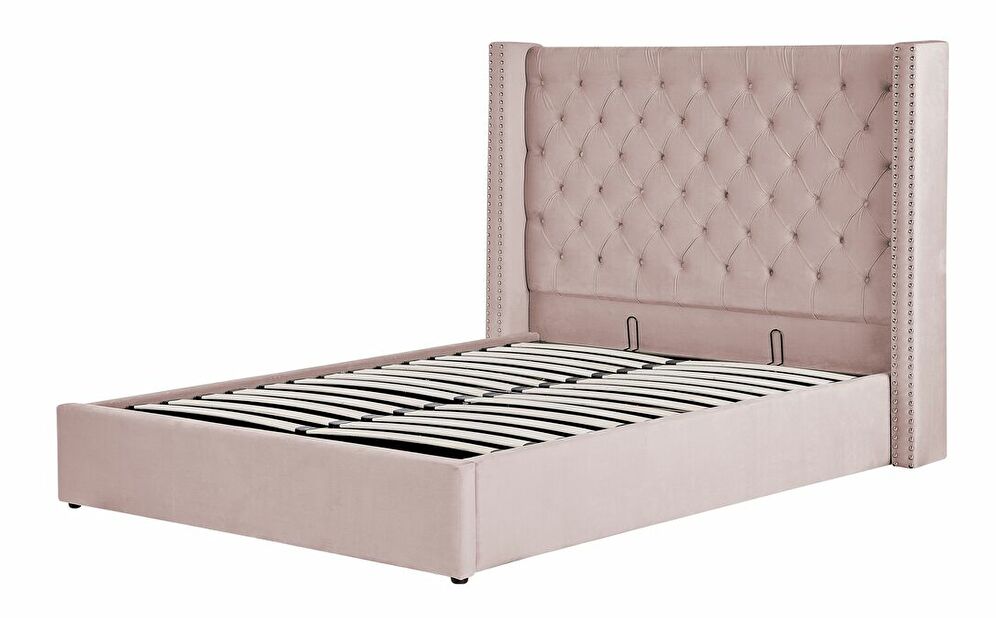 Manželská posteľ 140 cm Lubbka (ružová) (s roštom) (s úl. priestorom)