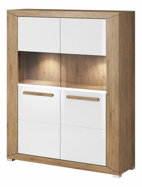 Vitrína Laurie Typ 42 (dub Beaufort + biely lesk)