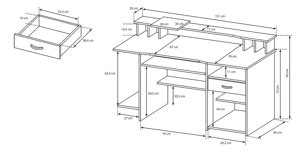 Masă PC Ely 4 (Stejar sonoma)