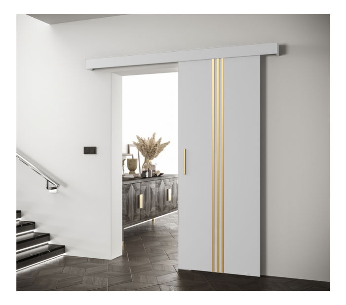 Uși culisante 90 cm Sharlene V (alb mat + alb mat + auriu)
