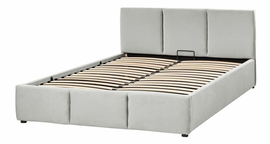 Franciaágy 140 cm Belize (világosszürke) (ágyráccsal) (tárolóhellyel)