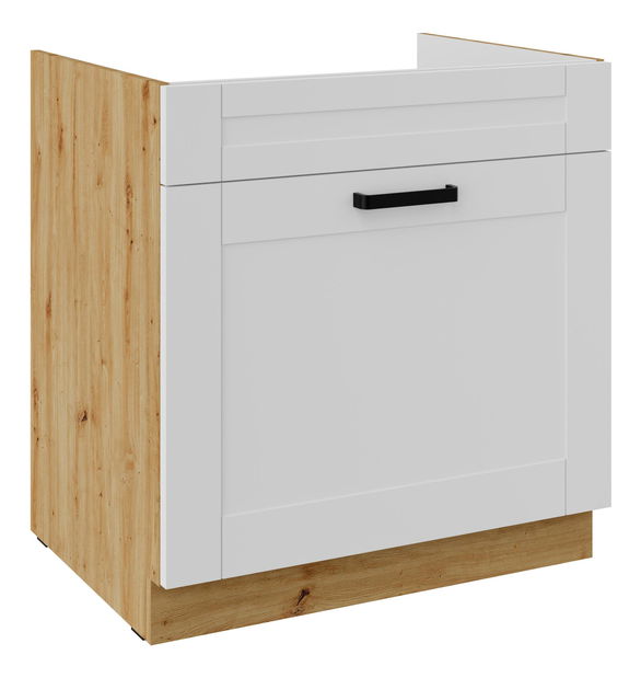 Dolná kuchynská skrinka pod drez Lucid 80 ZL 1S BB (korpus: dub artisan + front: mdf biela)