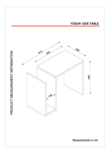 Kézi asztal Young (fehér)