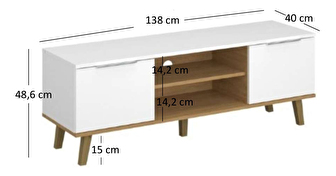 TV asztal Nickole (fehér + kőtölgy)