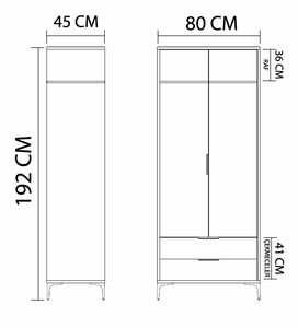 Šatníková skriňa Adren 1 (dub + biela)