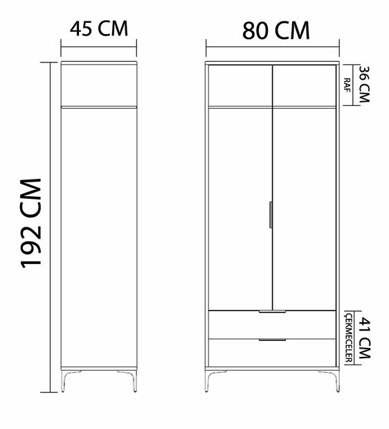 Šatníková skriňa Adren 1 (dub + biela)