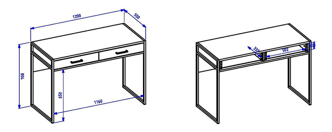 Masă de toaletă Lotos (alb + negru)