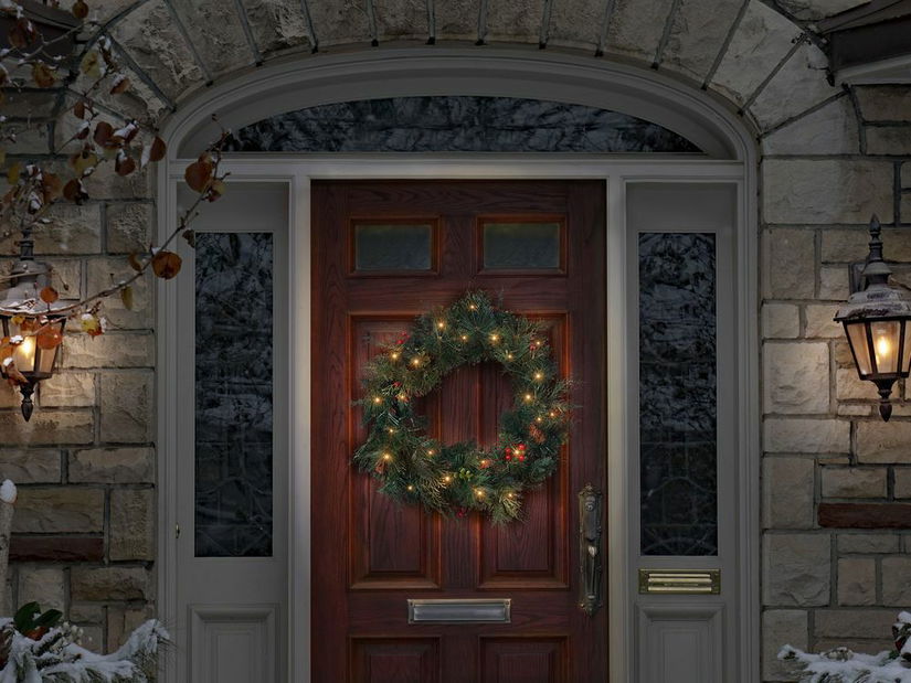 Ajtó koszorú ø 60 cm Emmaline (zöld) (világítással)