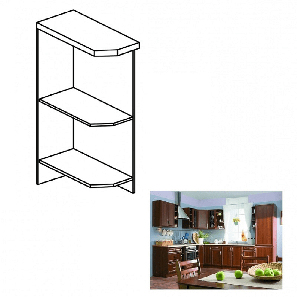 Alsó konyhai polc D225PZL Sillina (Milanói dió)